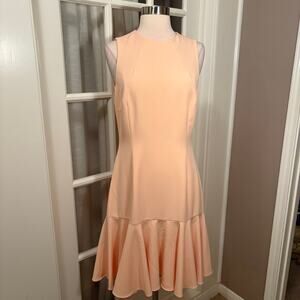 Antonio Melani Peach Sleeveless Flounce Hem Sheath‎ Dress Women’s Size 6